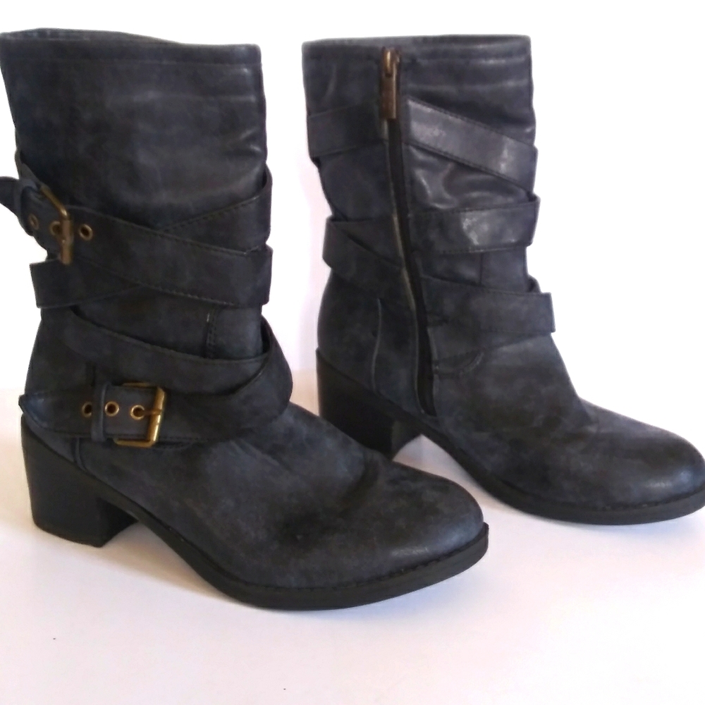 G.C. shoes "rudy" cowboy/moto boot w/stacked heel